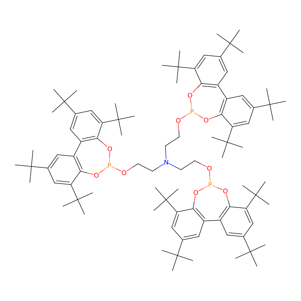 Tris[2-[[2,4,8,10-tetra-tert-butyldibenzo[d,f][1,3,2]dioxaphosphepin-6-yl]oxy]ethyl]amine molecular structure, CAS 80410-33-9