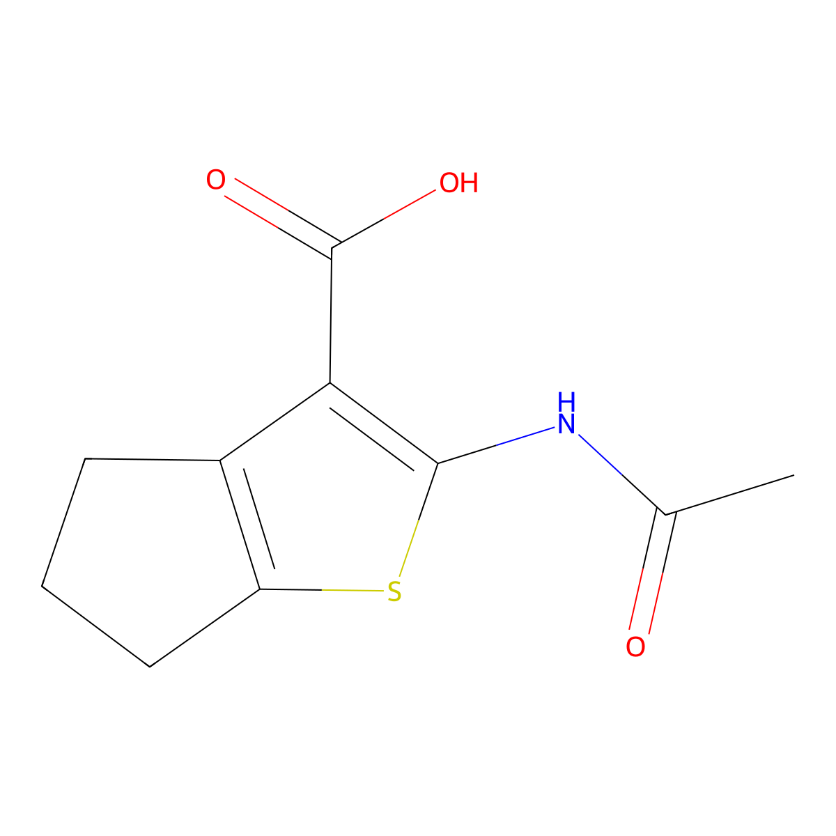 2-acetamido-4H,5H,6H-cyclopenta[b]thiophene-3-carboxylic acid molecular structure, CAS 80414-37-5