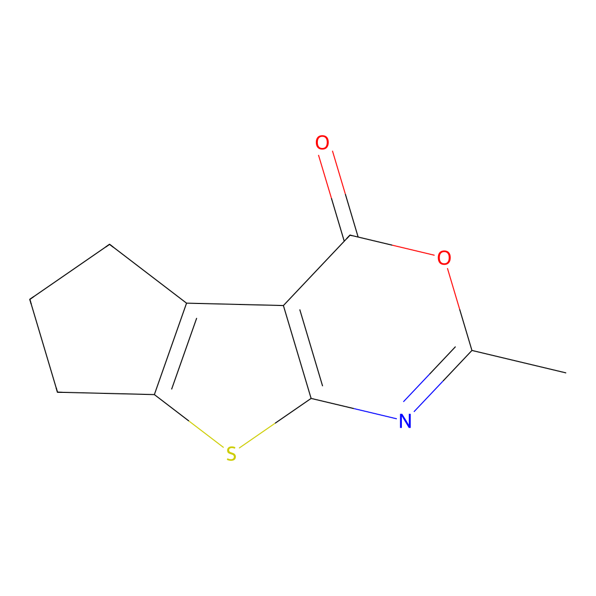 2-methyl-6,7-dihydro-4H,5H-cyclopenta[4,5]thieno[2,3-d][1,3]oxazin-4-one molecular structure, CAS 80414-38-6