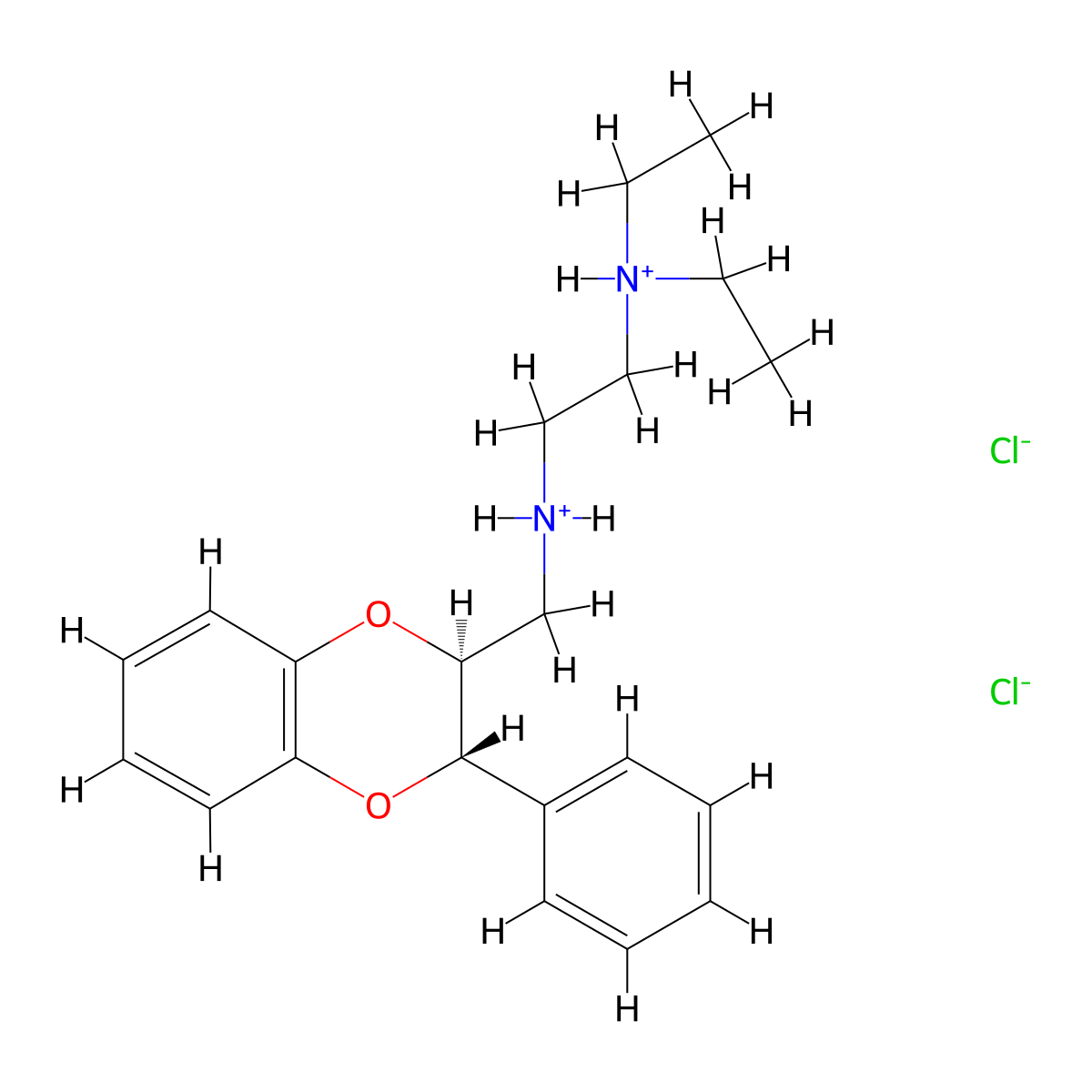 1,4-Benzodioxan-2-methylamine, N-(2-(diethylamino)ethyl)-3-phenyl-, dihydrochloride, (E)- molecular structure, CAS 80428-17-7