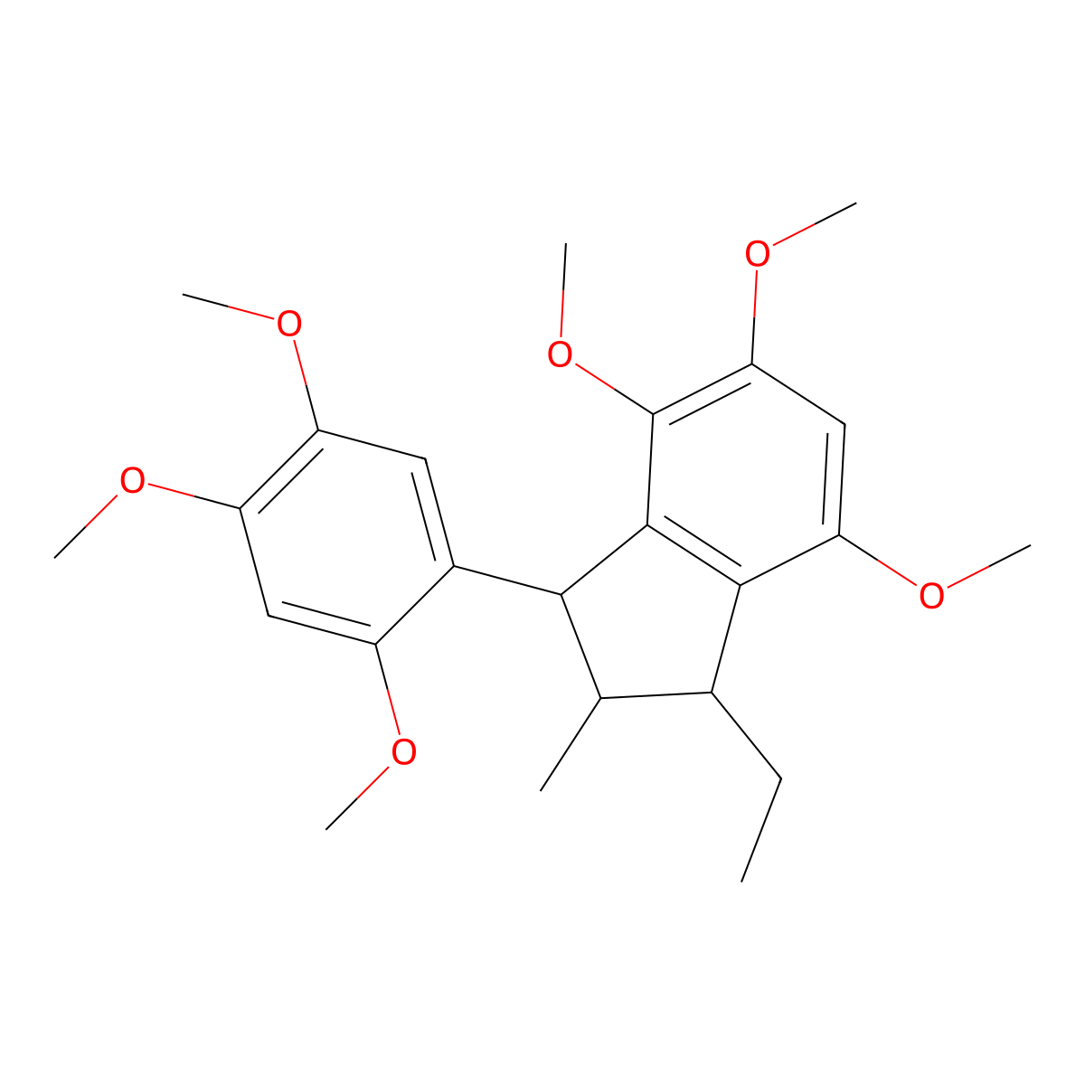 rel-(1R,2R,3R)-1-Ethyl-2,3-dihydro-4,5,7-trimethoxy-2-methyl-3-(2,4,5-trimethoxyphenyl)-1H-indene molecular structure, CAS 80434-33-9