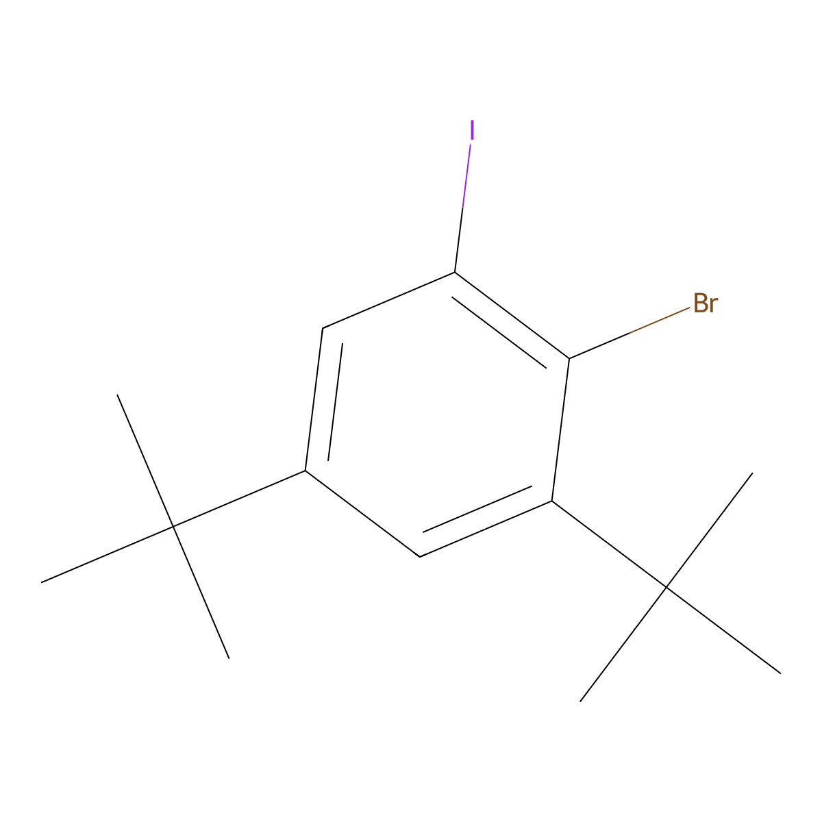 2-Bromo-1,5-di-tert-butyl-3-iodobenzene molecular structure, CAS 80438-56-8