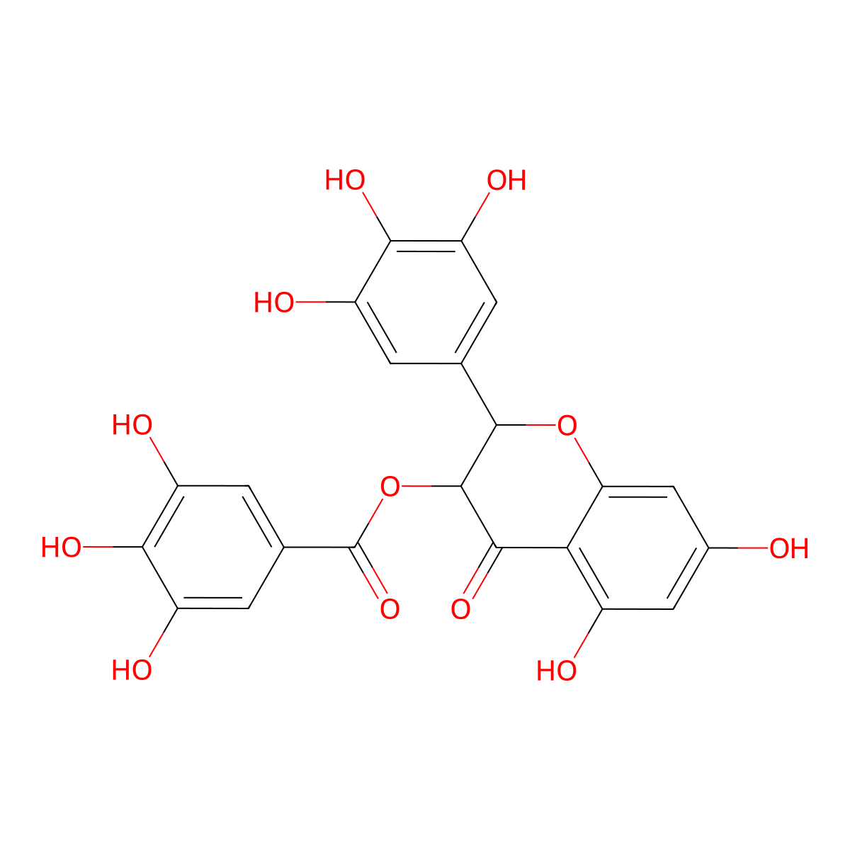 (2R,3R)-3,4-Dihydro-5,7-dihydroxy-4-oxo-2-(3,4,5-trihydroxyphenyl)-2H-1-benzopyran-3-yl 3,4,5-trihydroxybenzoate molecular structure, CAS 80445-68-7