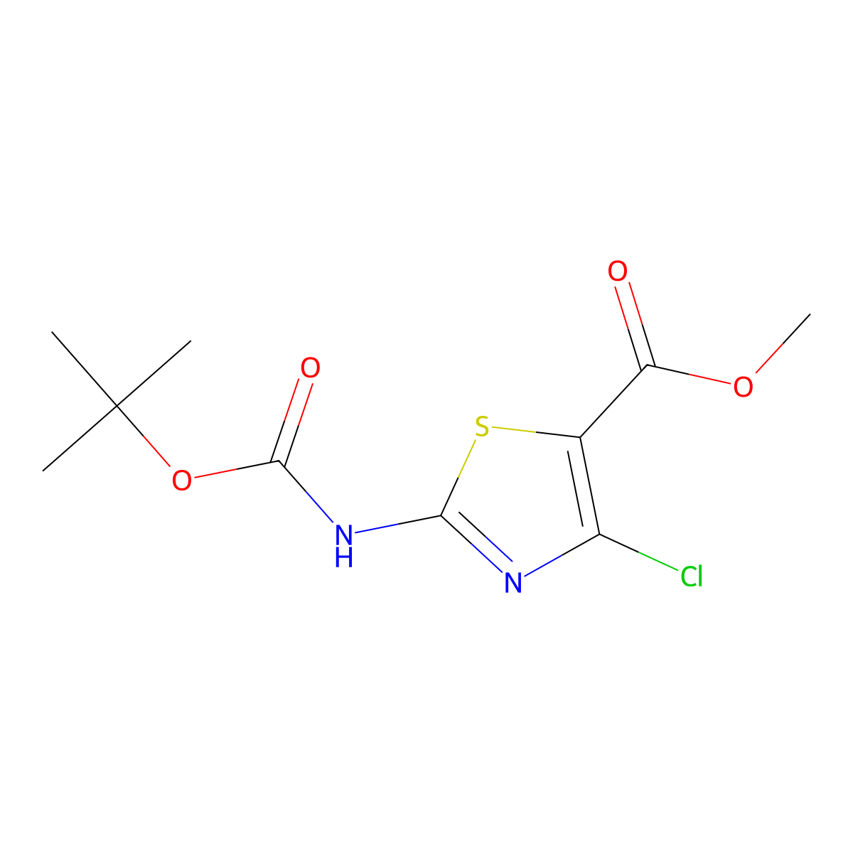 Methyl 2-((tert-butoxycarbonyl)amino)-4-chlorothiazole-5-carboxylate molecular structure, CAS 804482-36-8