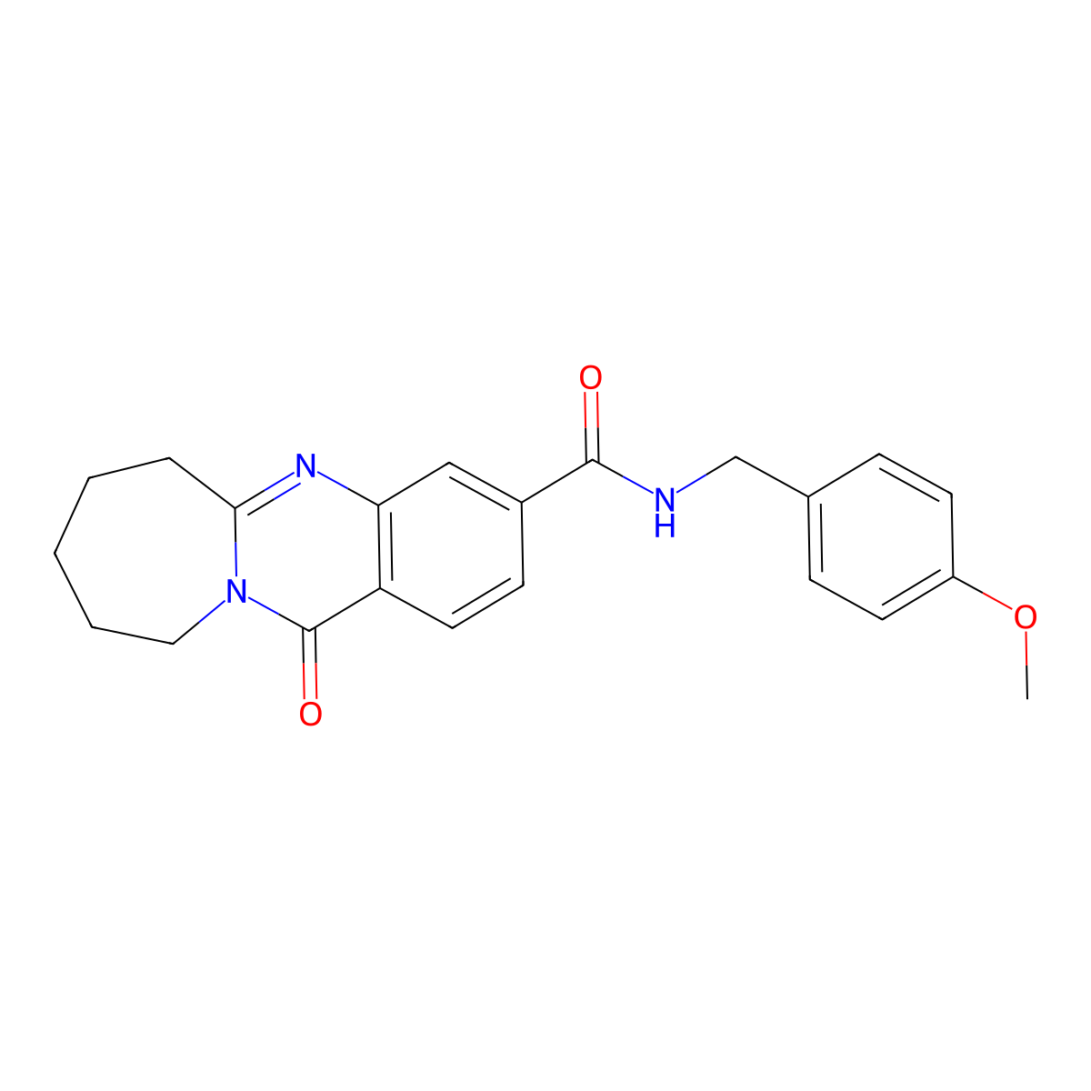 N-(4-methoxybenzyl)-12-oxo-6,7,8,9,10,12-hexahydroazepino[2,1-b]quinazoline-3-carboxamide molecular structure, CAS 804486-87-1