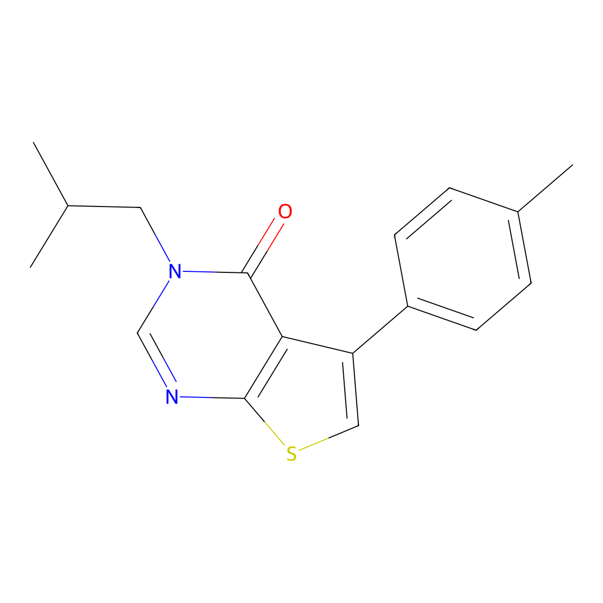 3-isobutyl-5-(4-methylphenyl)thieno[2,3-d]pyrimidin-4(3H)-one molecular structure, CAS 804509-27-1
