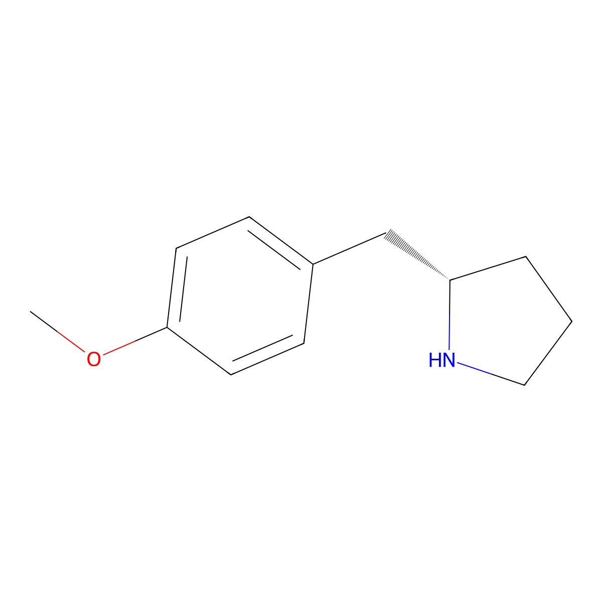 (2S)-2-[(4-methoxyphenyl)methyl]pyrrolidine molecular structure, CAS 804519-44-6