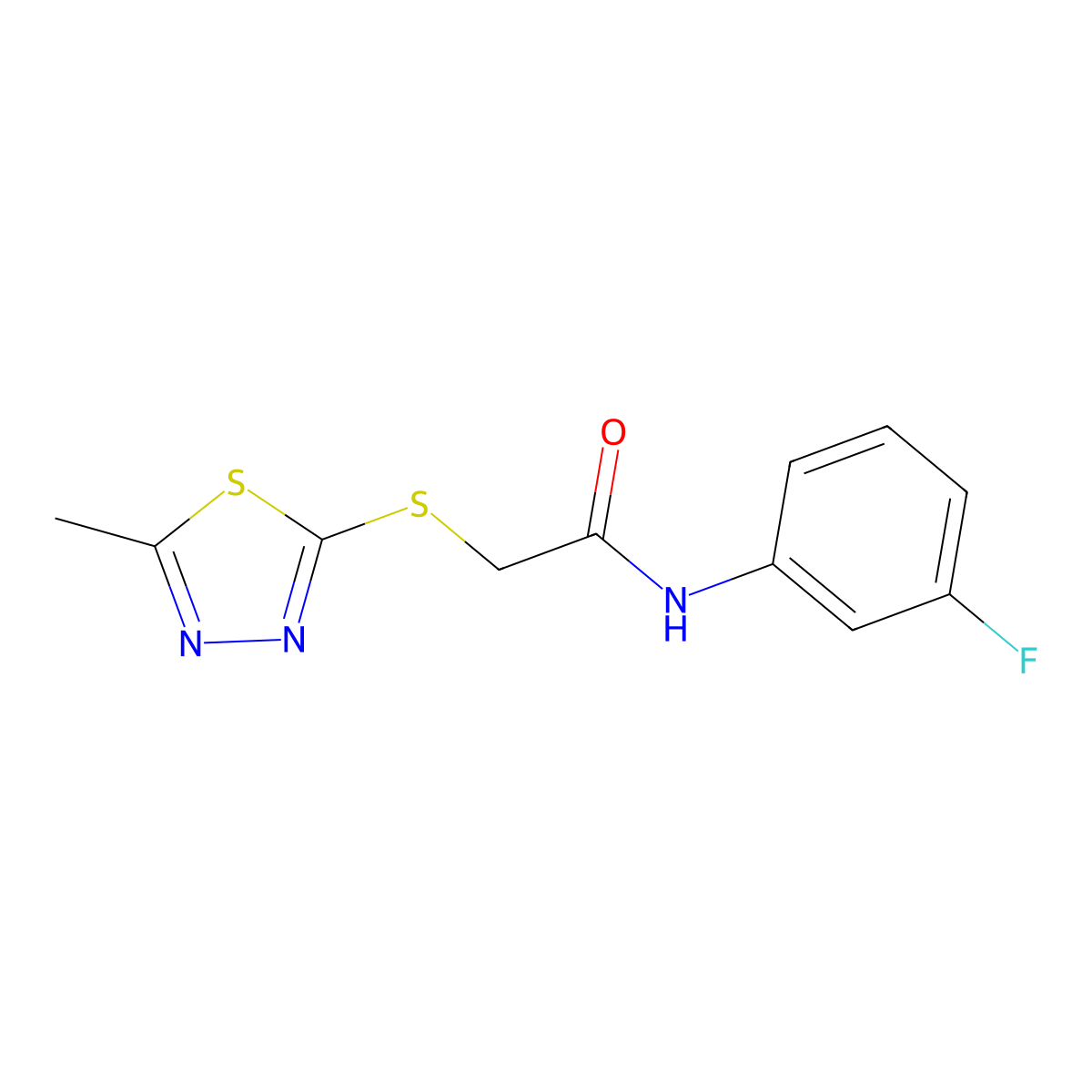 N-(3-fluorophenyl)-2-[(5-methyl-1,3,4-thiadiazol-2-yl)sulfanyl]acetamide molecular structure, CAS 804540-54-3