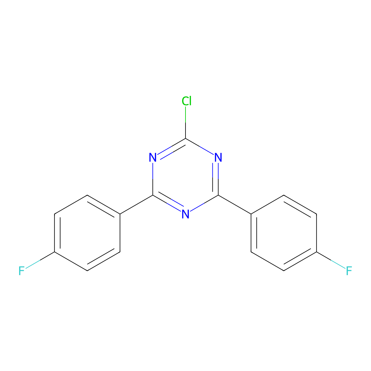 2-chloro-4,6-bis(4-fluorophenyl)-1,3,5-Triazine molecular structure, CAS 804548-71-8