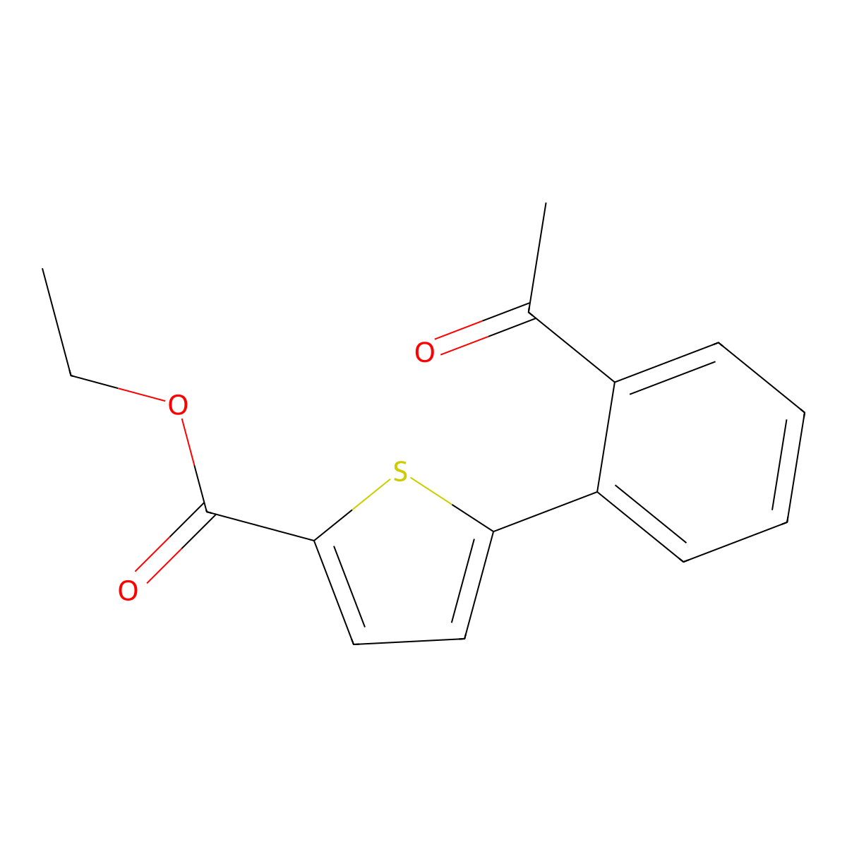 Ethyl 5-(2-acetylphenyl)thiophene-2-carboxylate molecular structure, CAS 804555-56-4