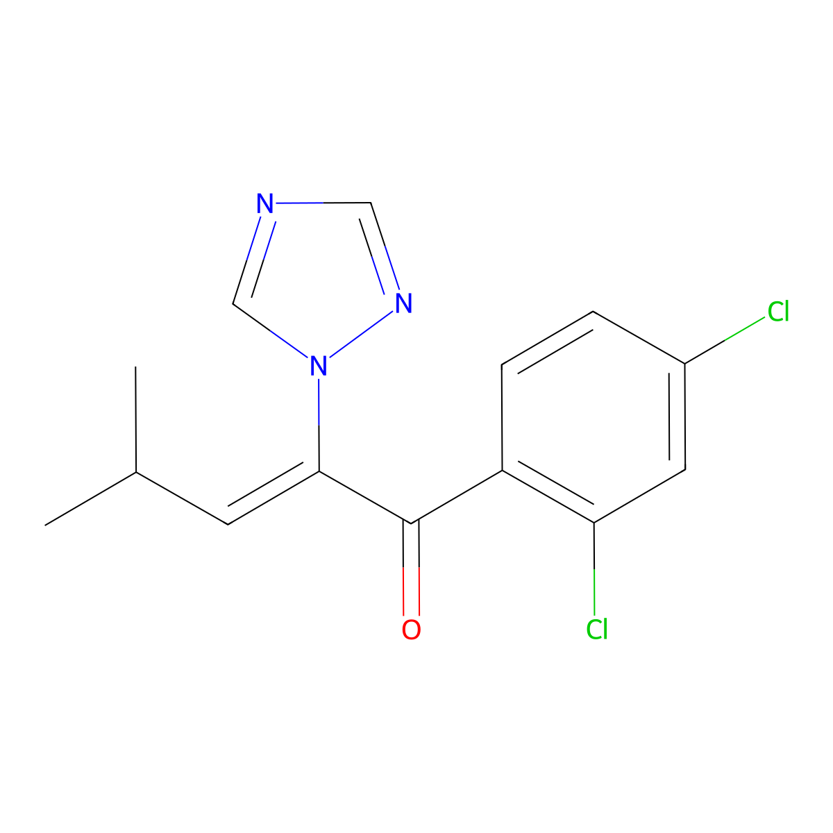 1-(2,4-Dichlorophenyl)-4-methyl-2-(1,2,4-triazol-1-yl)pent-2-en-1-one molecular structure, CAS 80456-60-6