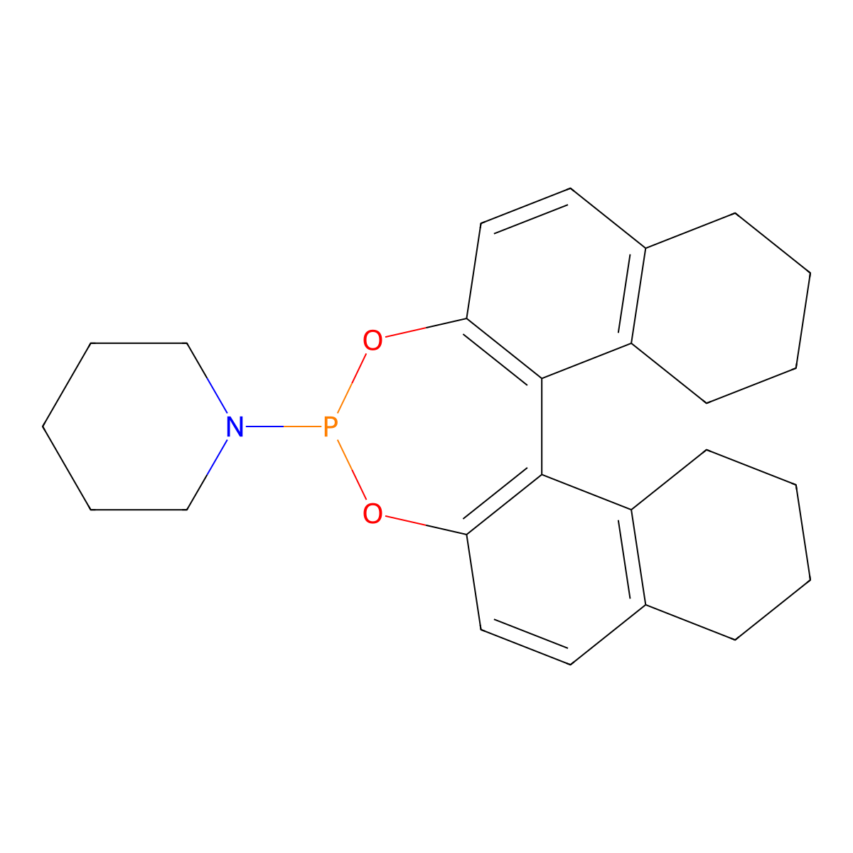 1-((11bR)-8,9,10,11,12,13,14,15-Octahydrodinaphtho[2,1-d:1',2'-f][1,3,2]dioxaphosphepin-4-yl)piperidine molecular structure, CAS 804567-14-4