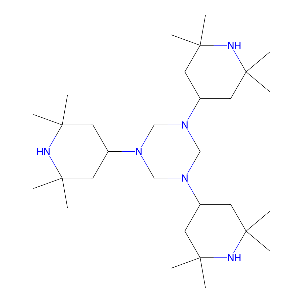 1,3,5-Tris(2,2,6,6-tetramethylpiperidin-4-yl)-1,3,5-triazinane molecular structure, CAS 80458-17-9