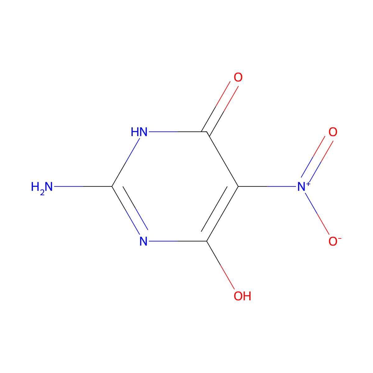 2-Amino-4,6-dihydroxy-5-nitropyrimidine molecular structure, CAS 80466-56-4