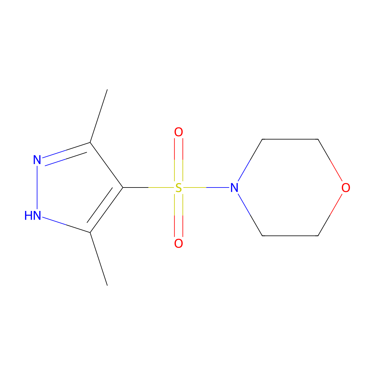 4-[(3,5-dimethyl-1H-pyrazol-4-yl)sulfonyl]morpholine molecular structure, CAS 80466-86-0