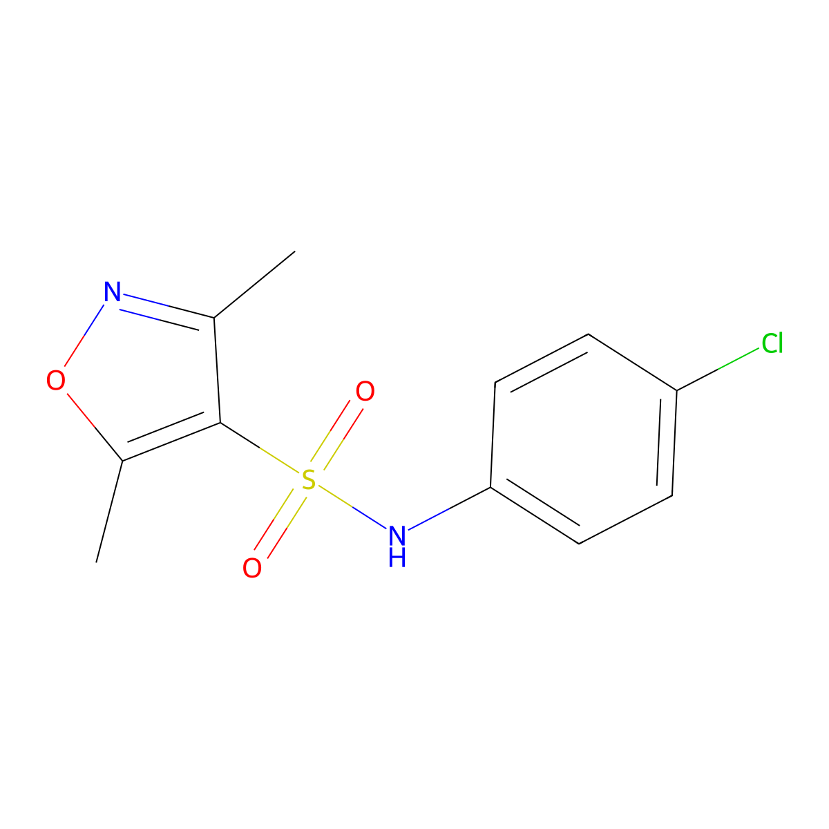 N-(4-chlorophenyl)-3,5-dimethyl-1,2-oxazole-4-sulfonamide molecular structure, CAS 80466-89-3
