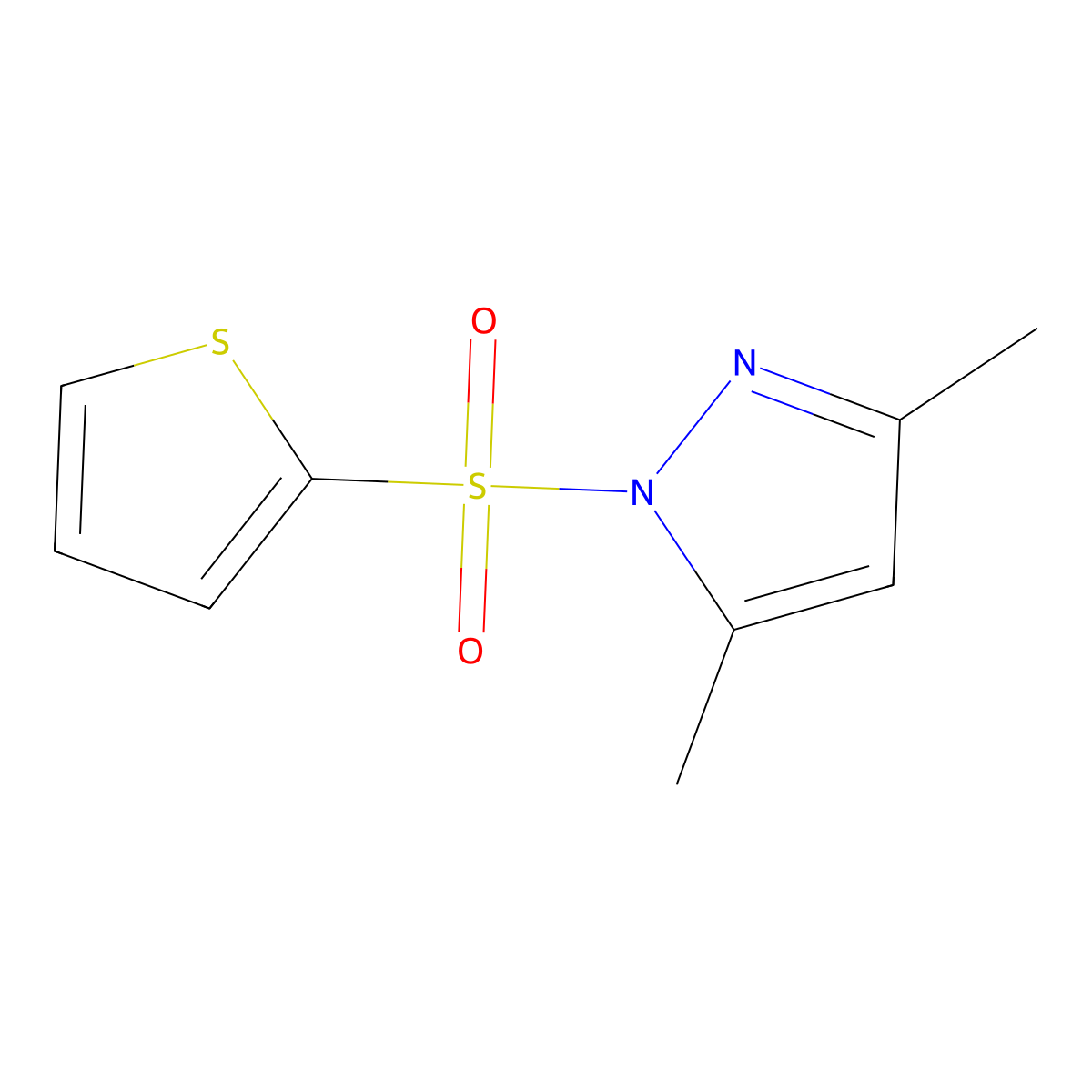 3,5-Dimethyl-1-(thiophene-2-sulfonyl)-1H-pyrazole molecular structure, CAS 80467-35-2