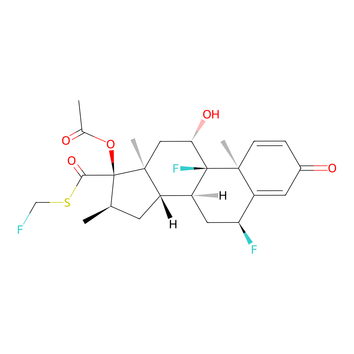 Fluticasone acetate molecular structure, CAS 80474-24-4