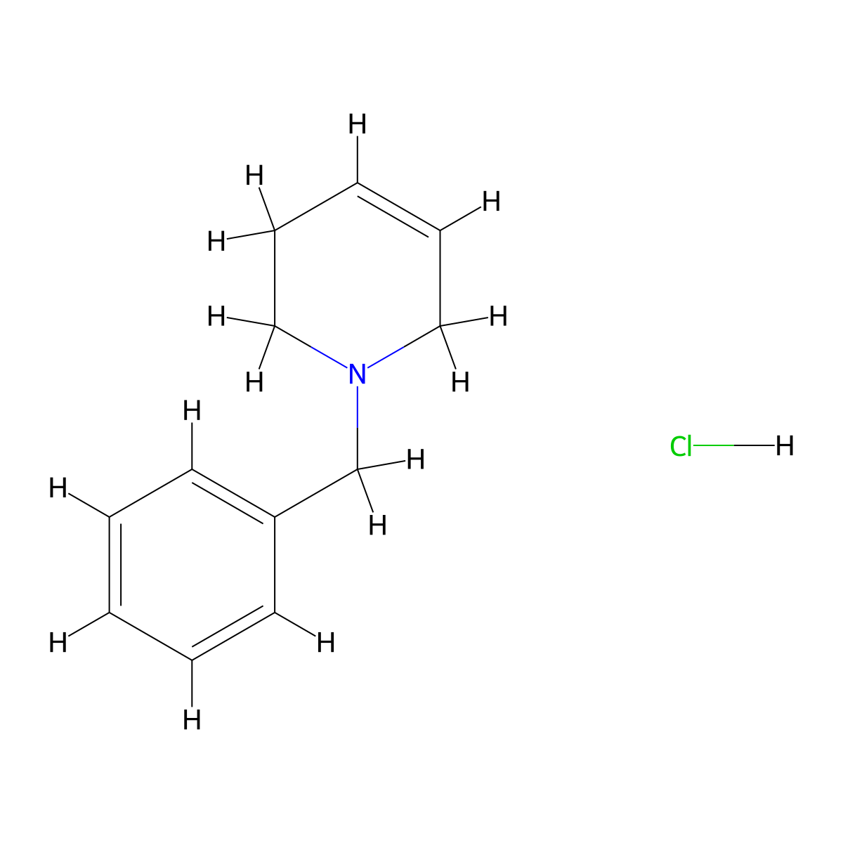 1-Benzyl-1,2,3,6-tetrahydropyridine--hydrogen chloride (1/1) molecular structure, CAS 80477-52-7