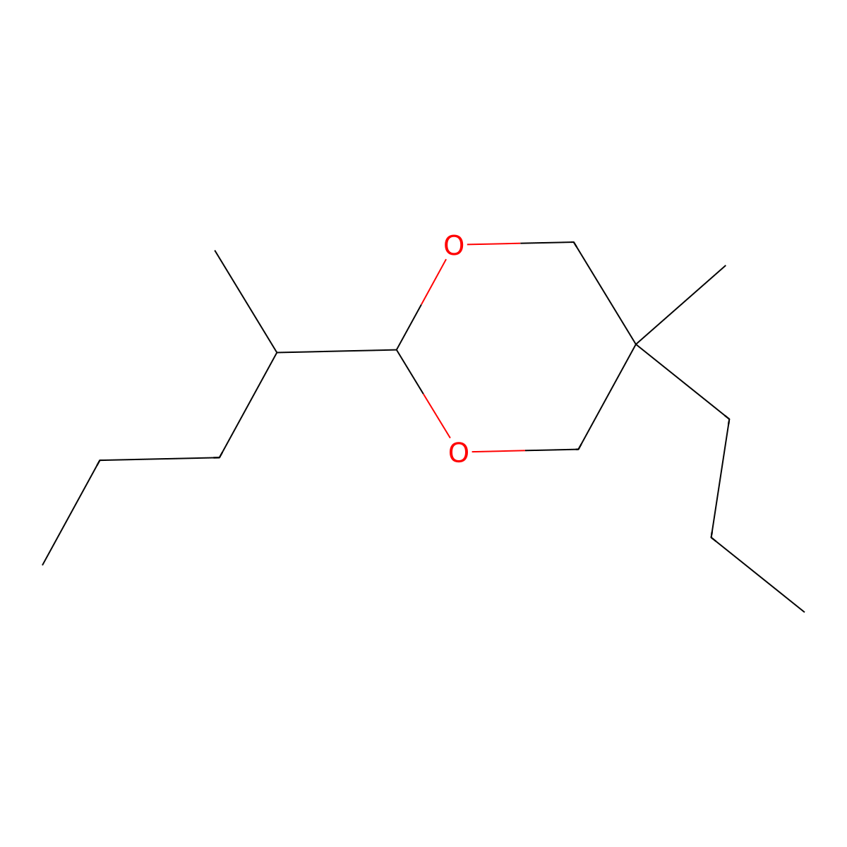 1,3-Dioxane, 5-methyl-2-(1-methylbutyl)-5-propyl- molecular structure, CAS 80480-24-6