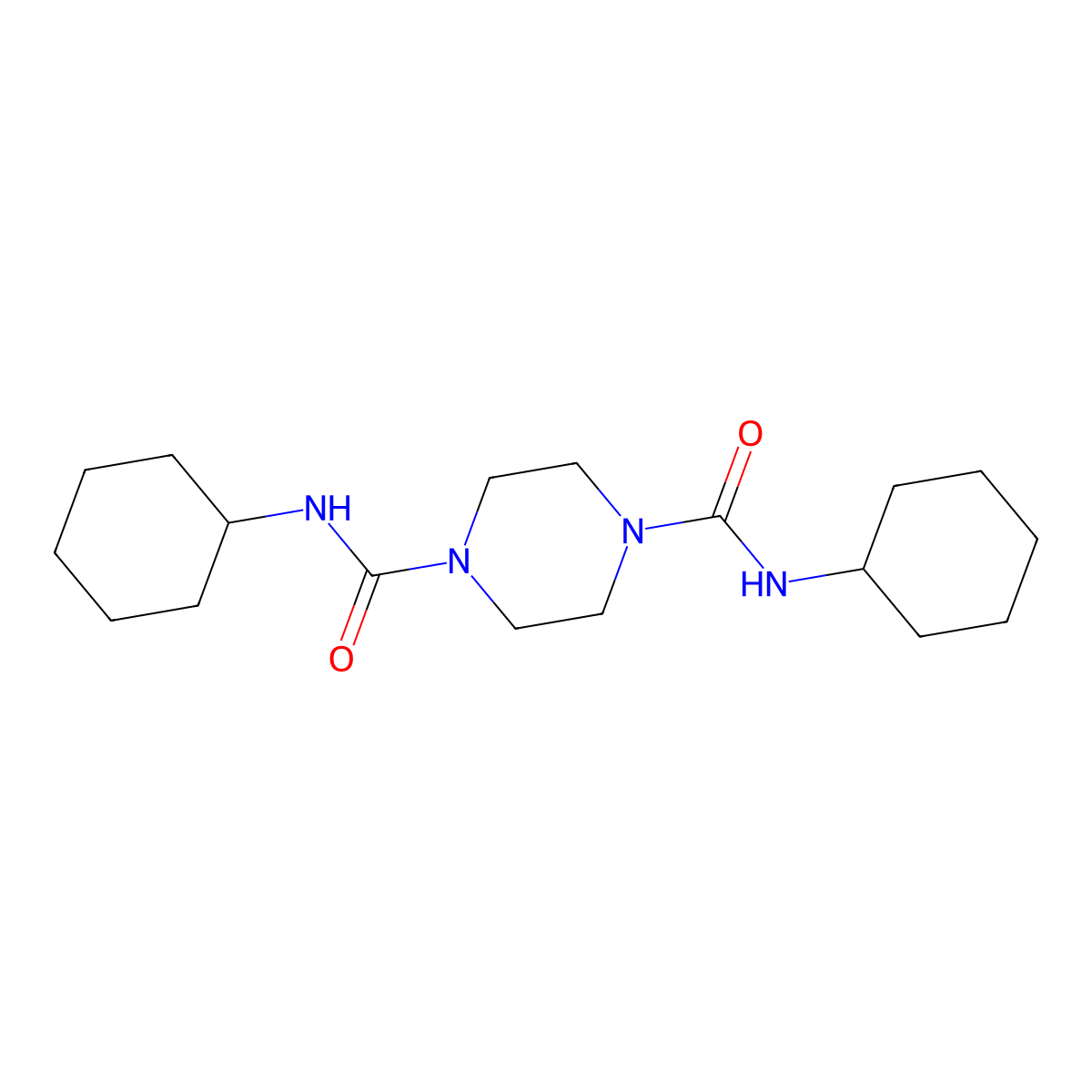 1-N,4-N-dicyclohexylpiperazine-1,4-dicarboxamide molecular structure, CAS 80490-81-9