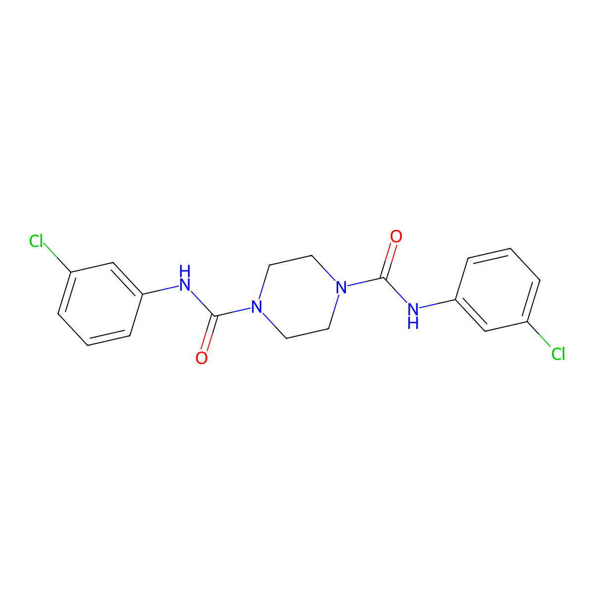 1-N,4-N-bis(3-chlorophenyl)piperazine-1,4-dicarboxamide molecular structure, CAS 80490-82-0