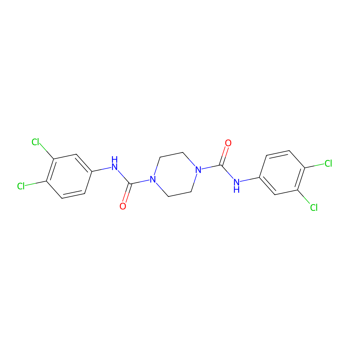 1-N,4-N-bis(3,4-dichlorophenyl)piperazine-1,4-dicarboxamide molecular structure, CAS 80490-83-1