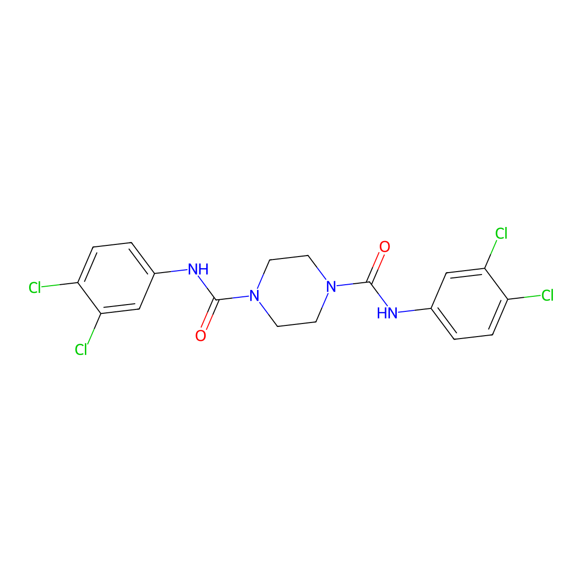 1-N,4-N-bis(3,4-dichlorophenyl)piperazine-1,4-dicarboxamide molecular structure, CAS 80490-83-1