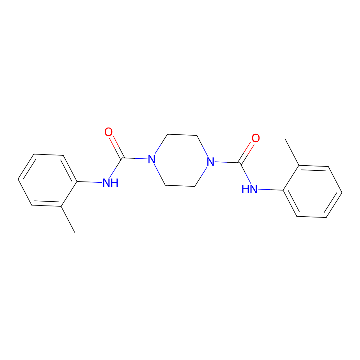 1-N,4-N-bis(2-methylphenyl)piperazine-1,4-dicarboxamide molecular structure, CAS 80490-86-4