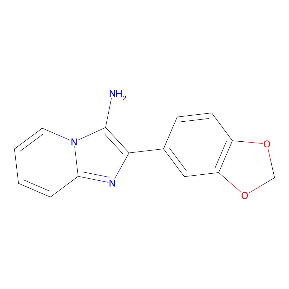 2-Benzo[1,3]dioxol-5-yl-imidazo[1,2-a]pyridin-3-ylamine molecular structure, CAS 80493-81-8