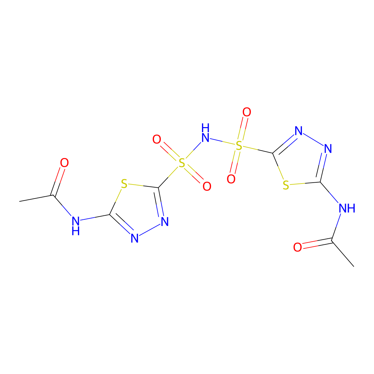 Bis(5-(acetylamino)-1,3,4-thiadiazole-2-sulfonyl)amine molecular structure, CAS 80495-47-2