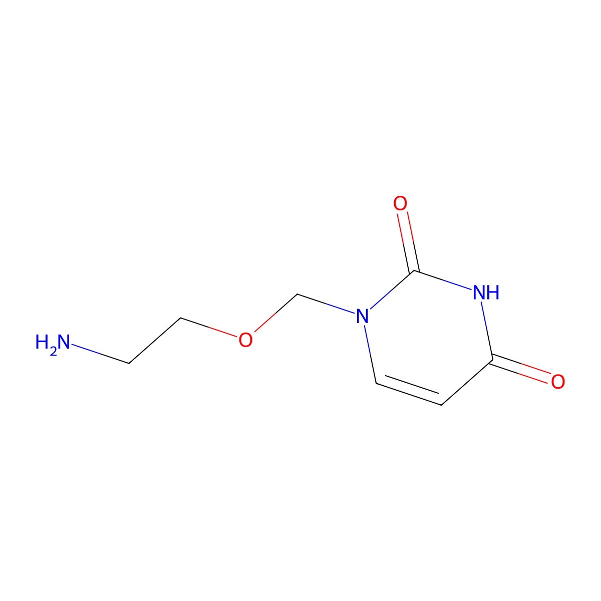 1-((2-Aminoethoxy)methyl)pyrimidine-2,4(1H,3H)-dione molecular structure, CAS 80504-59-2