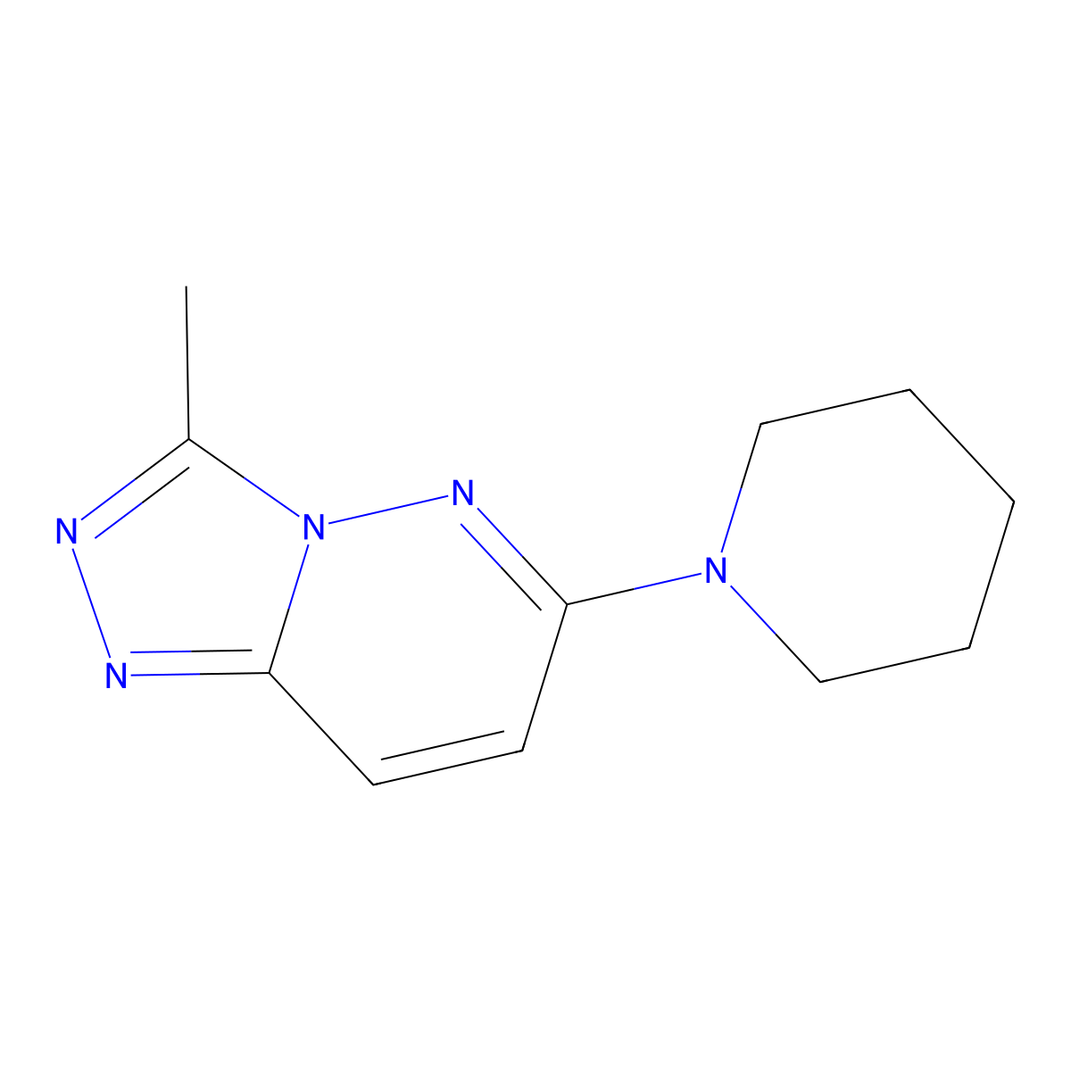 3-Methyl-6-piperidin-1-yl-[1,2,4]triazolo[4,3-b]pyridazine molecular structure, CAS 80504-65-0