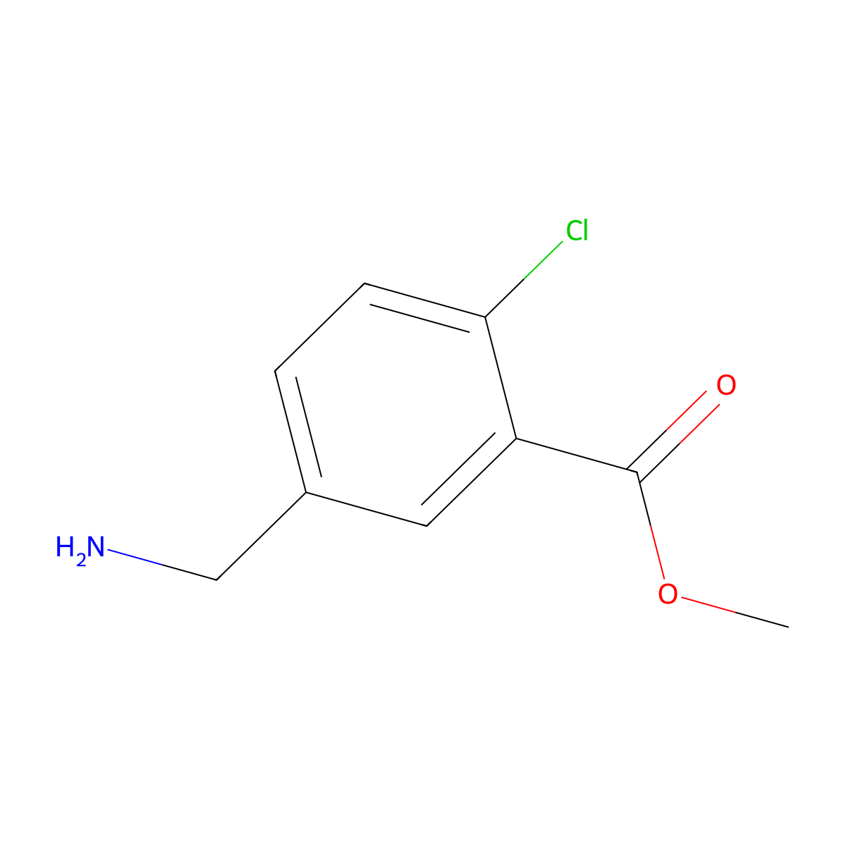 Methyl 5-(aminomethyl)-2-chlorobenzoate molecular structure, CAS 805180-05-6