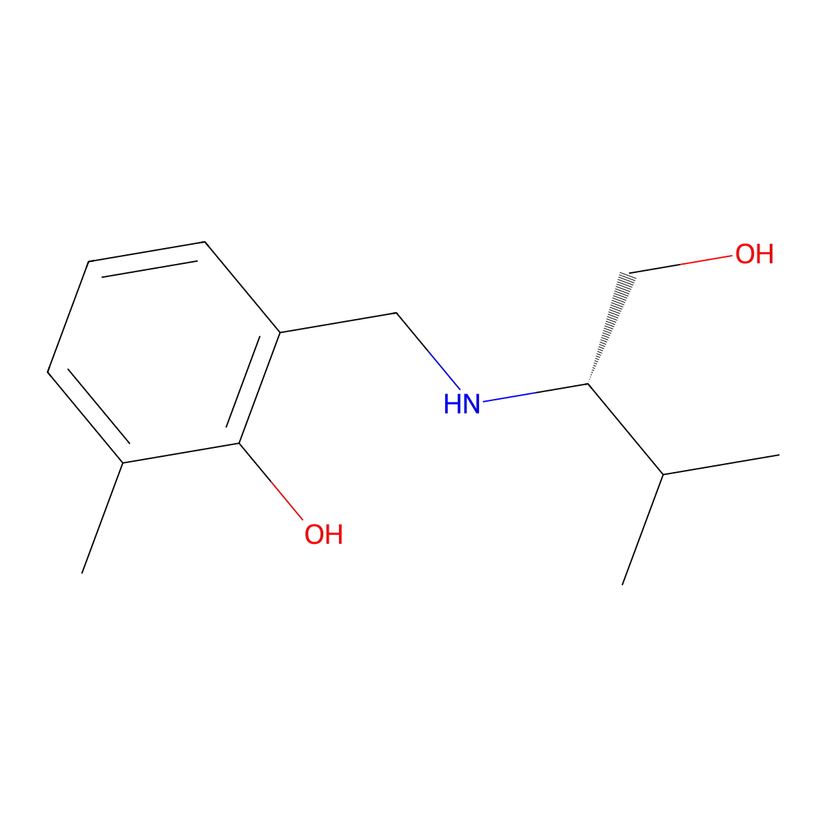 Phenol, 2-[[[(1S)-1-(hydroxymethyl)-2-methylpropyl]amino]methyl]-6-methyl- molecular structure, CAS 805230-35-7