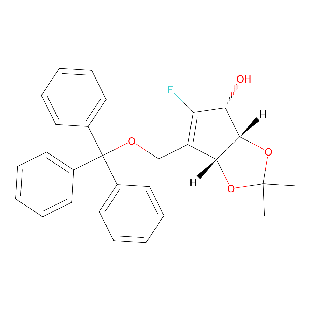 (3AS,4R,6aR)-5-fluoro-2,2-dimethyl-6-((trityloxy)methyl)-4,6a-dihydro-3aH-cyclopenta[d][1,3]dioxol-4-ol molecular structure, CAS 805245-42-5