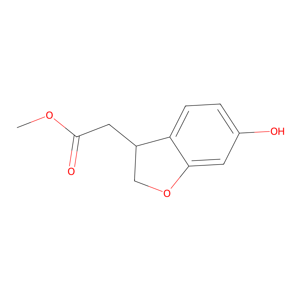 Methyl 2-(6-hydroxy-2,3-dihydrobenzofuran-3-yl)acetate molecular structure, CAS 805250-17-3