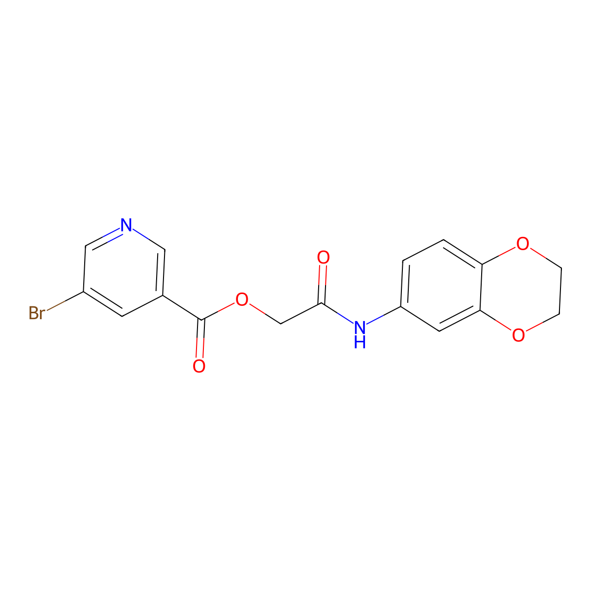 2-(2,3-Dihydro-1,4-benzodioxin-6-ylamino)-2-oxoethyl 5-bromopyridine-3-carboxylate molecular structure, CAS 805256-91-1