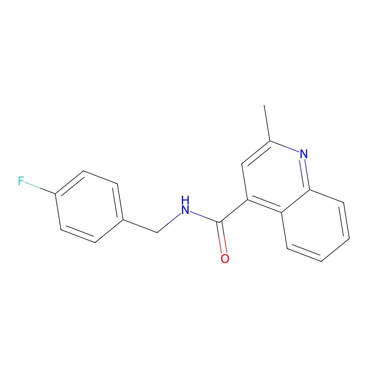 N-[(4-fluorophenyl)methyl]-2-methylquinoline-4-carboxamide molecular structure, CAS 805272-65-5