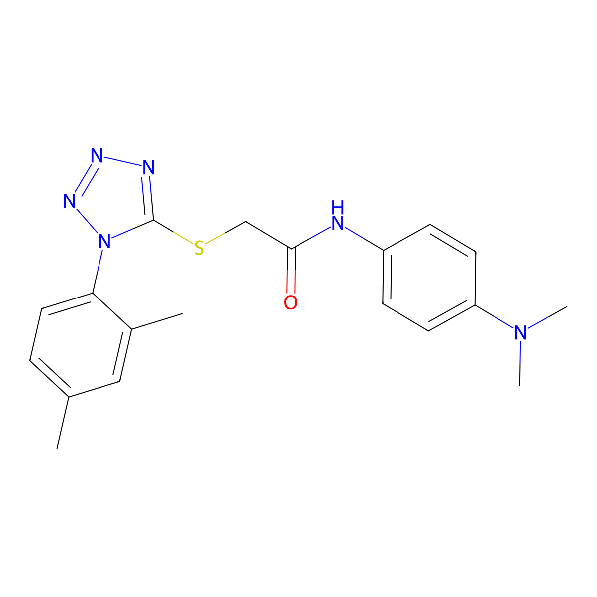 N-[4-(dimethylamino)phenyl]-2-{[1-(2,4-dimethylphenyl)-1H-tetrazol-5-yl]sulfanyl}acetamide molecular structure, CAS 805283-95-8