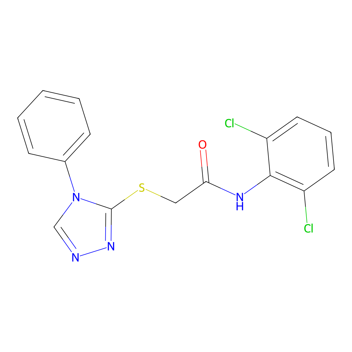 N-(2,6-dichlorophenyl)-2-[(4-phenyl-4H-1,2,4-triazol-3-yl)sulfanyl]acetamide molecular structure, CAS 805288-76-0