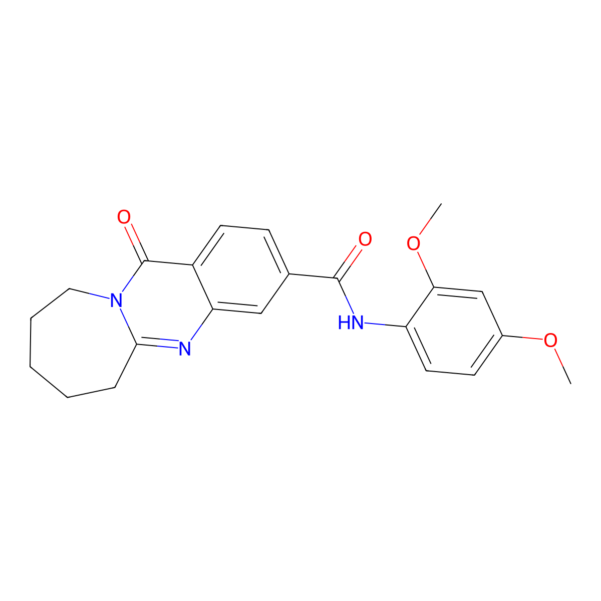 N-(2,4-dimethoxyphenyl)-12-oxo-6,7,8,9,10,12-hexahydroazepino[2,1-b]quinazoline-3-carboxamide molecular structure, CAS 805289-67-2