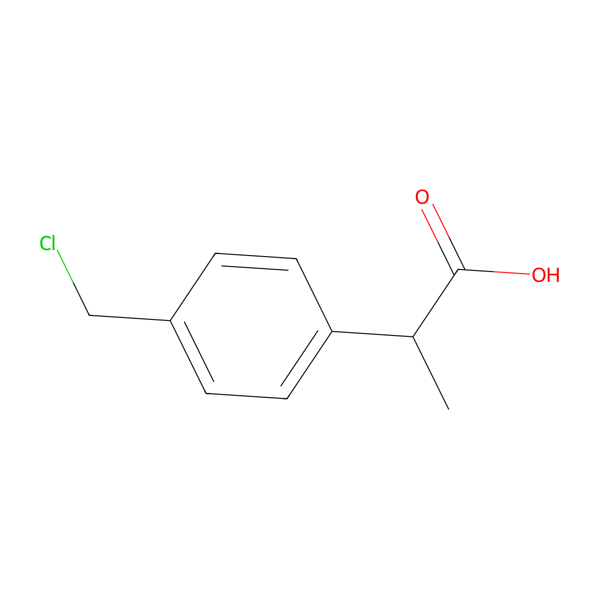 2-[4-(Chloromethyl)phenyl]propanoic acid molecular structure, CAS 80530-55-8