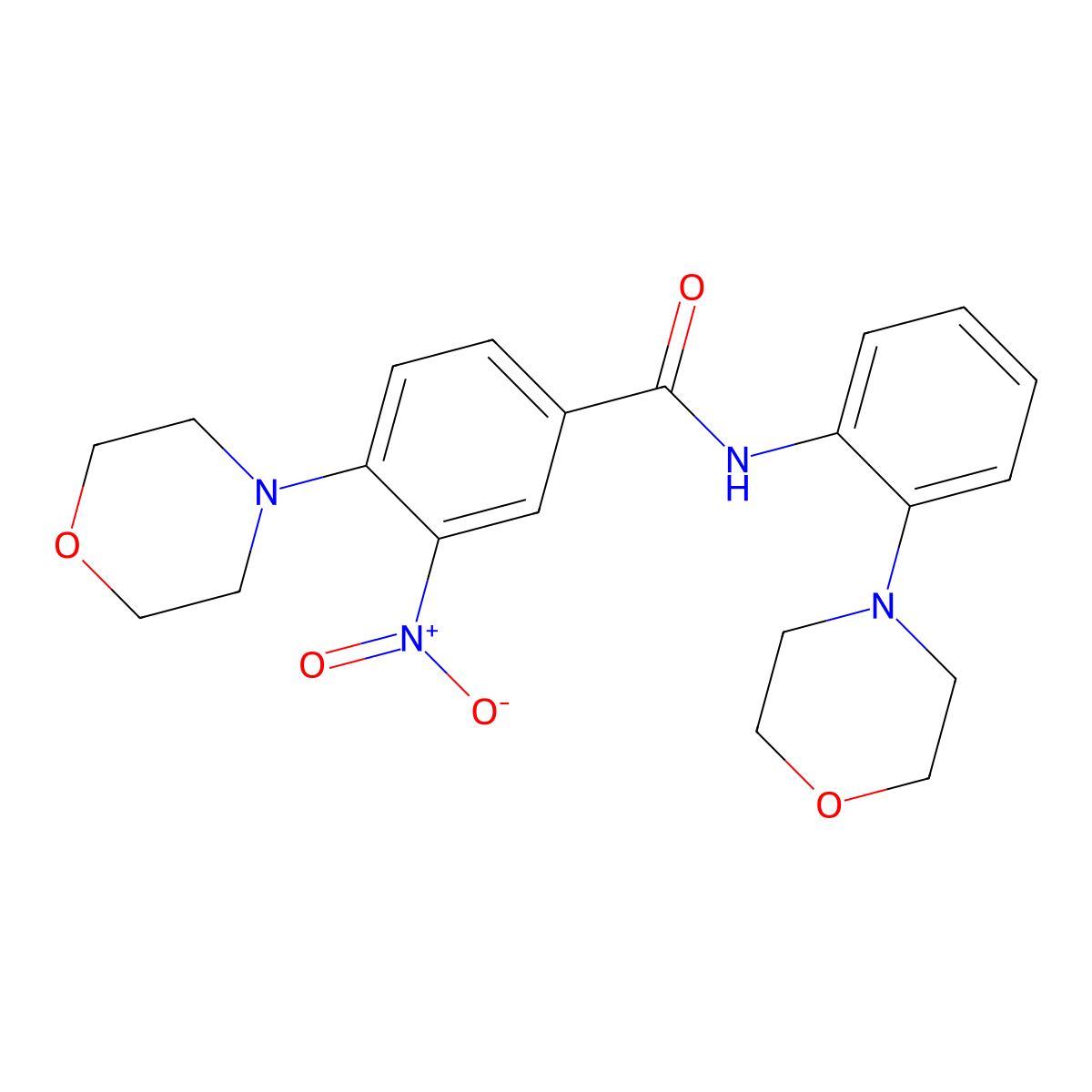 4-morpholin-4-yl-N-(2-morpholin-4-ylphenyl)-3-nitrobenzamide molecular structure, CAS 805303-43-9