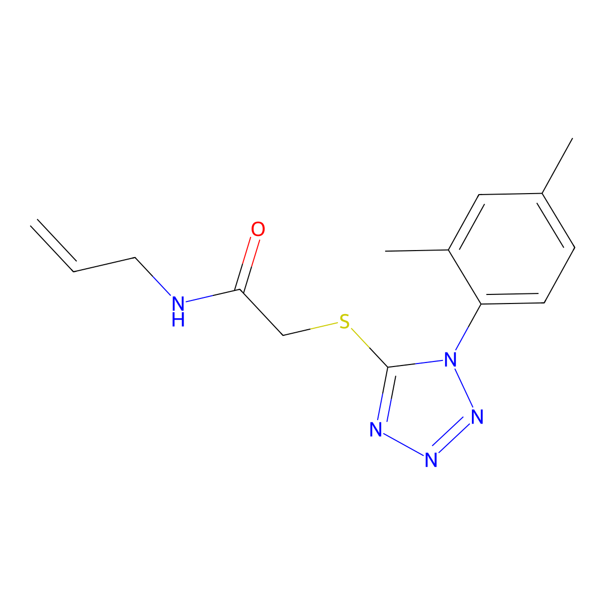 2-{[1-(2,4-dimethylphenyl)-1H-tetrazol-5-yl]sulfanyl}-N-(prop-2-en-1-yl)acetamide molecular structure, CAS 805312-05-4