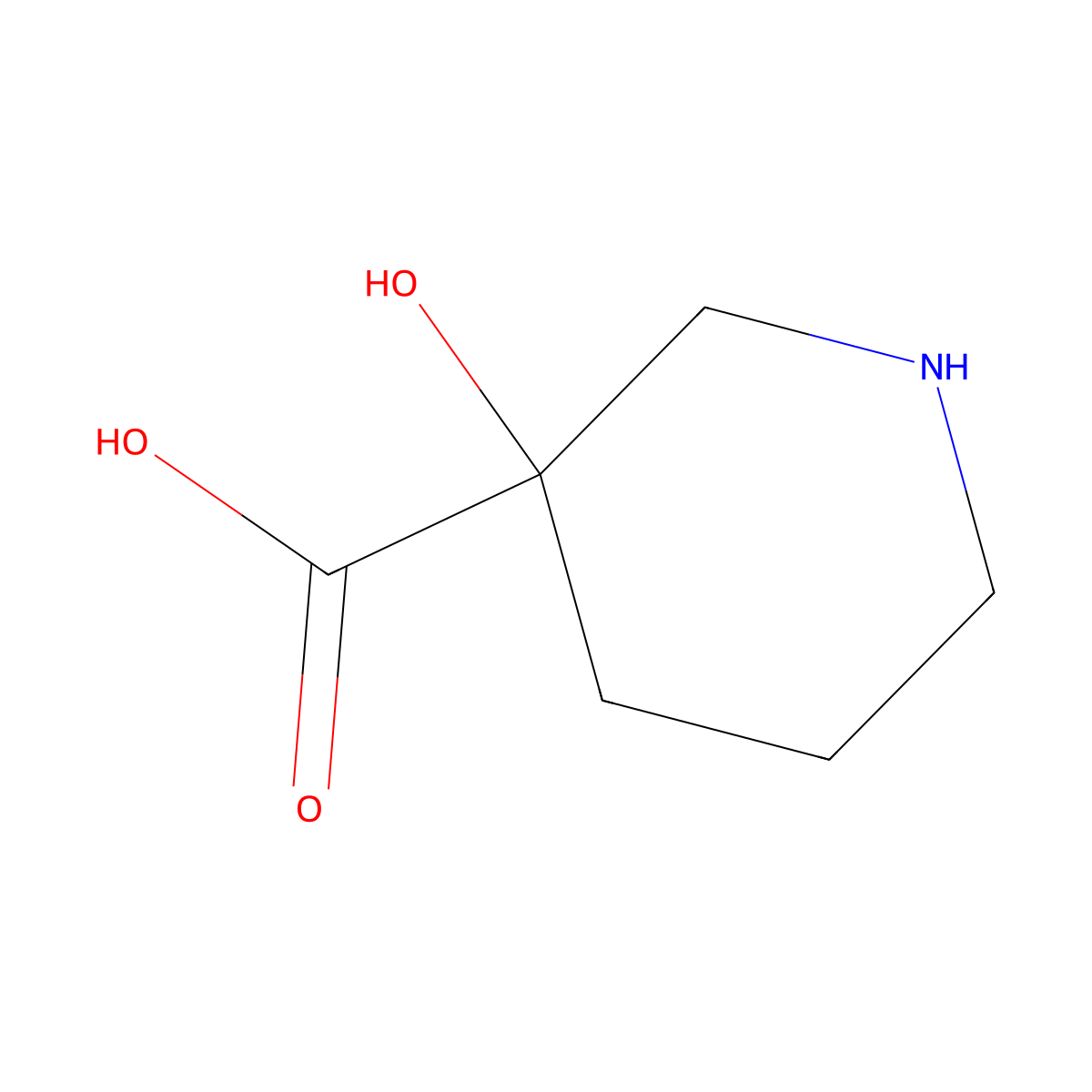 3-Hydroxypiperidine-3-carboxylic acid molecular structure, CAS 80546-90-3