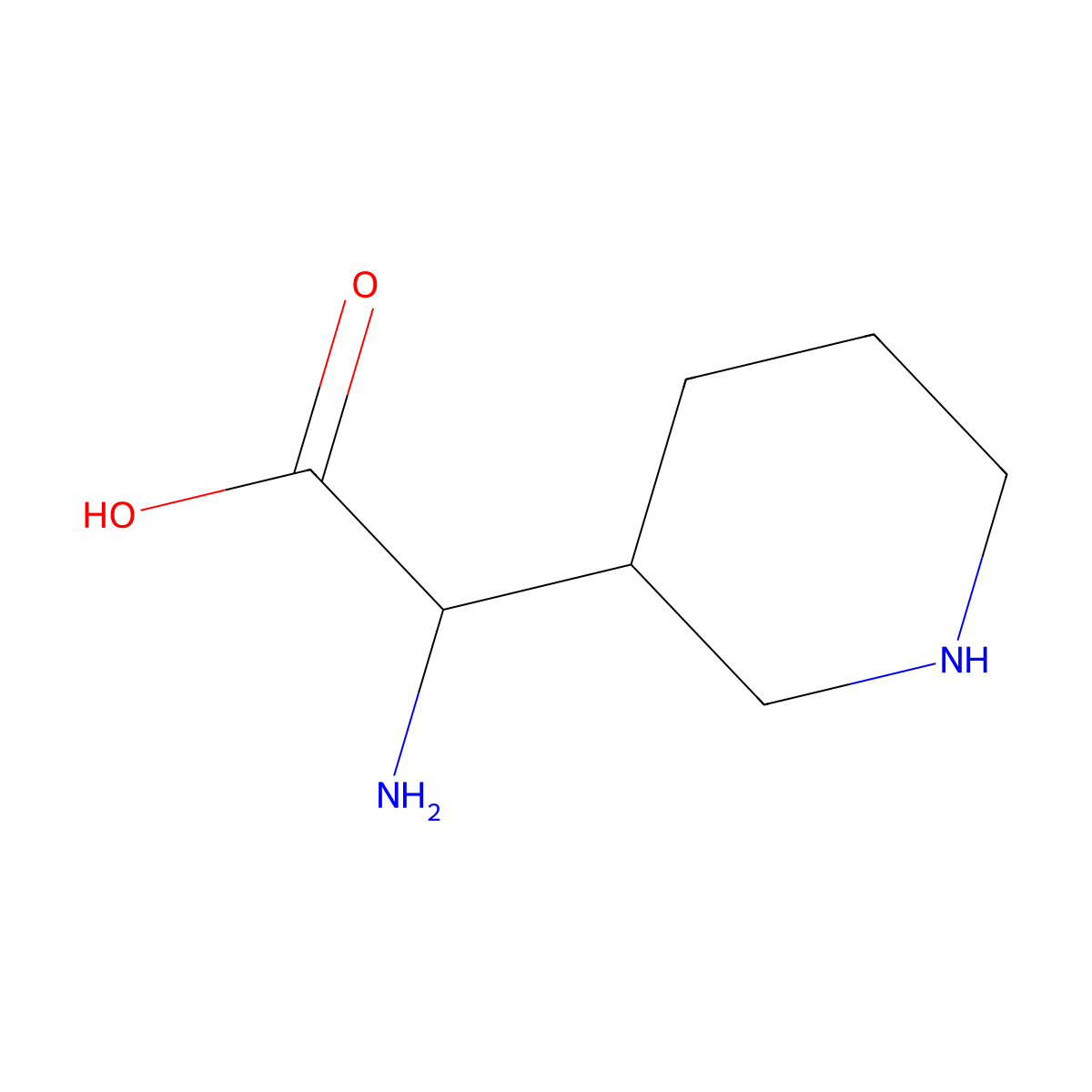 2-Amino-2-(piperidin-3-YL)acetic acid molecular structure, CAS 80546-93-6