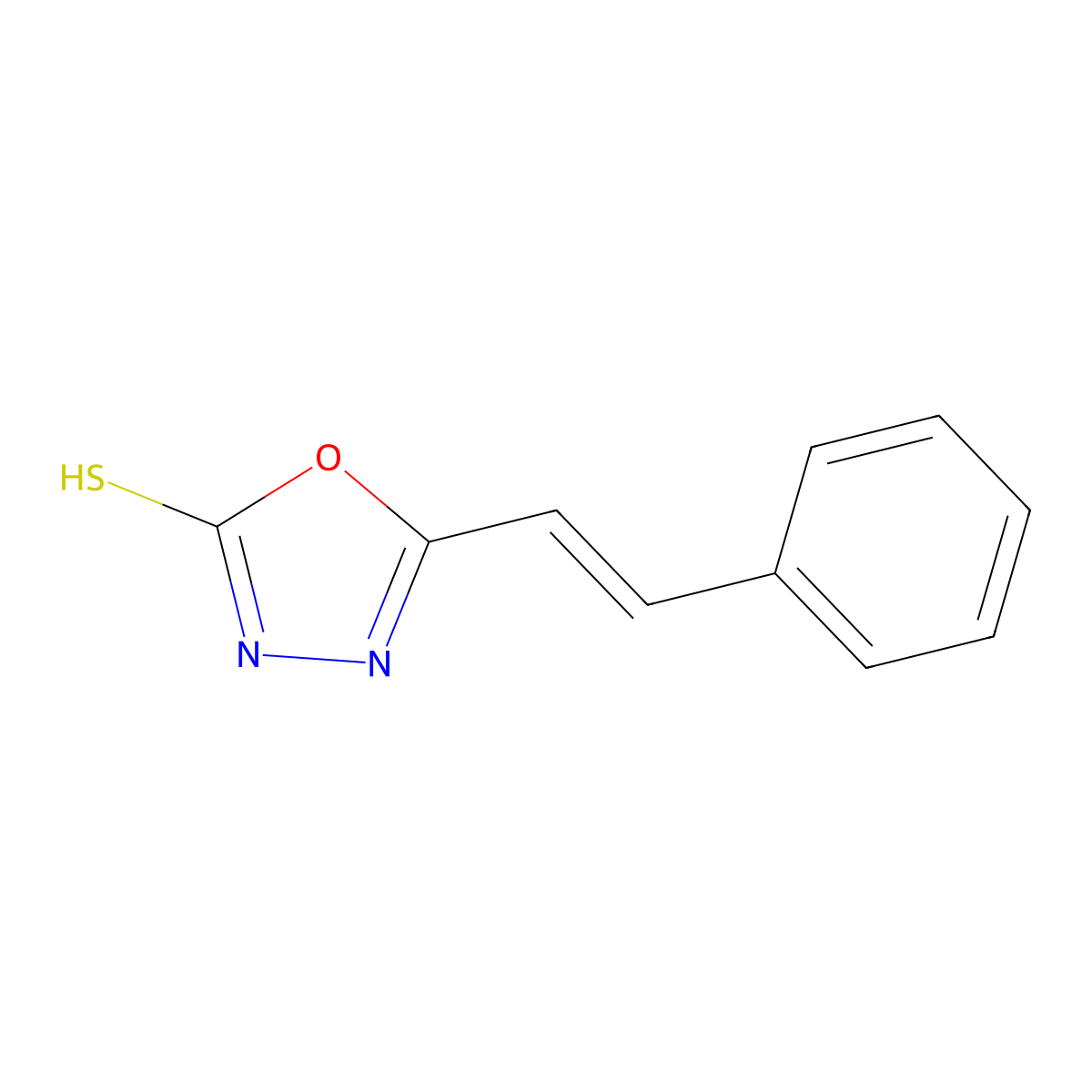1,3,4-Oxadiazole-2(3H)-thione, 5-(2-phenylethenyl)- molecular structure, CAS 80549-58-2