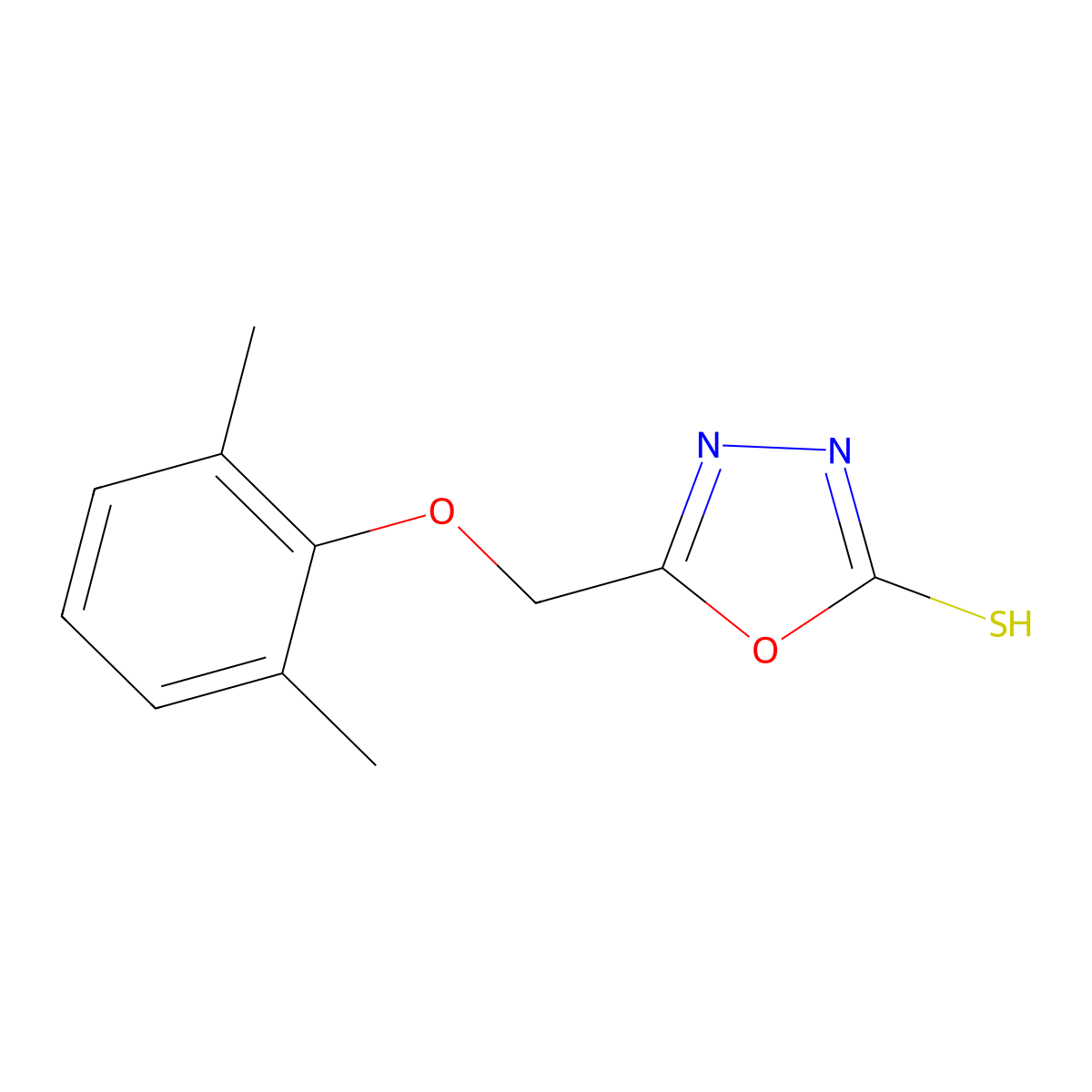 5-(2,6-Dimethyl-phenoxymethyl)-[1,3,4]oxadiazole-2-thiol molecular structure, CAS 80549-61-7