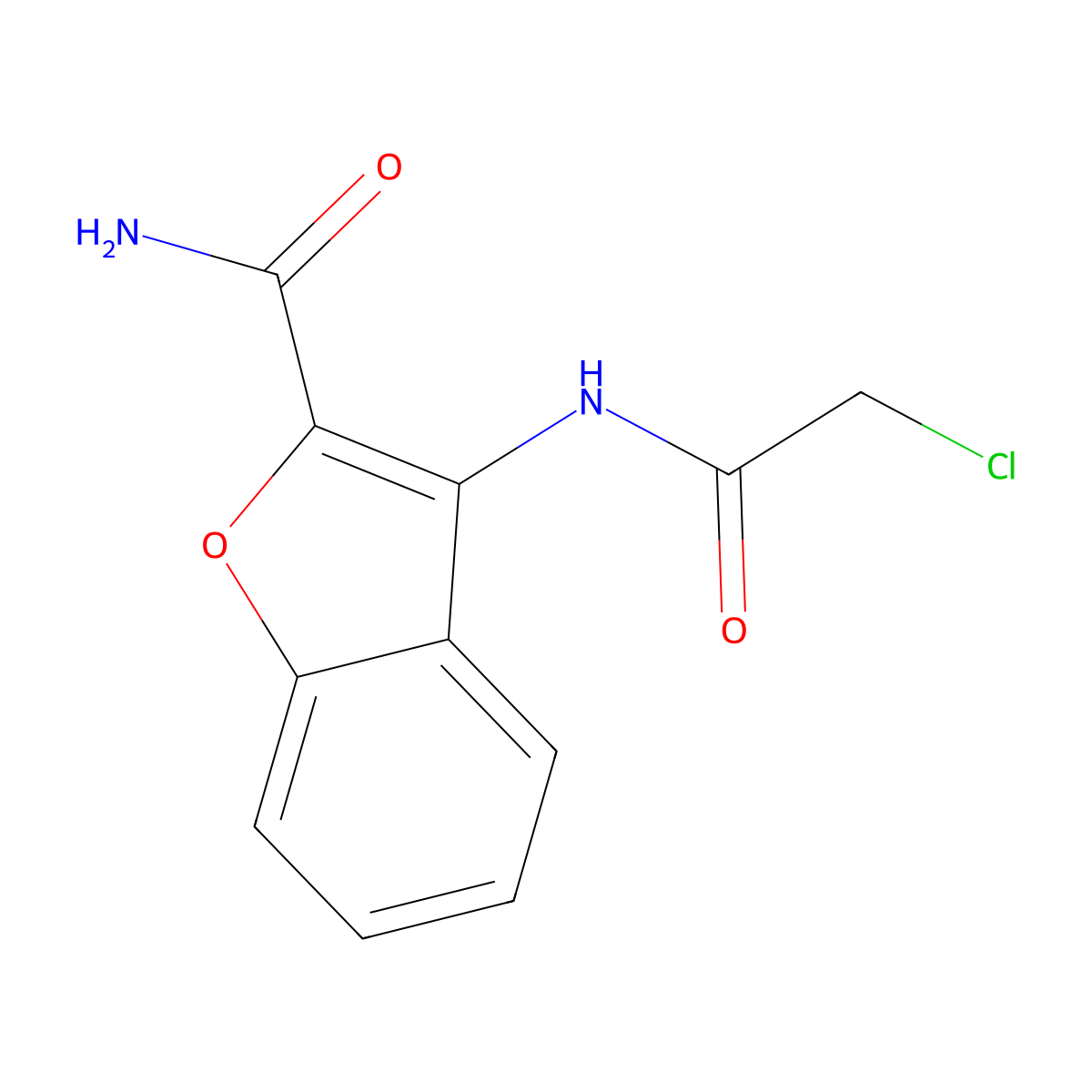 3-[(Chloroacetyl)amino]-1-benzofuran-2-carboxamide molecular structure, CAS 80551-19-5